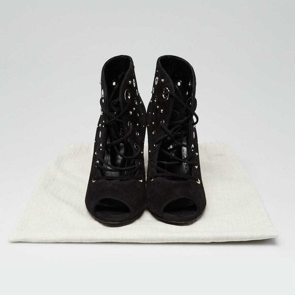 Hermes Black Suede Goatskin Parade Lace Up Ankle Boots Size 6/36.5 - Picture 5 of 5